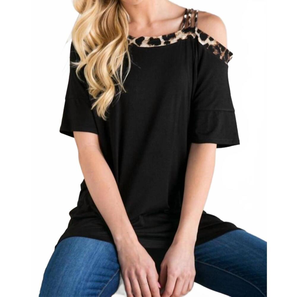 NEW HEIMISH USA cold shoulder tee top in black